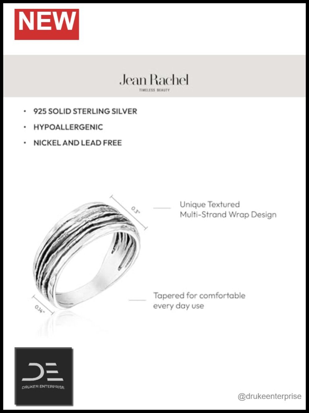 Textured Multi-Strand Sterling Silver Ring Stackable 925 - Picture 5 of 6